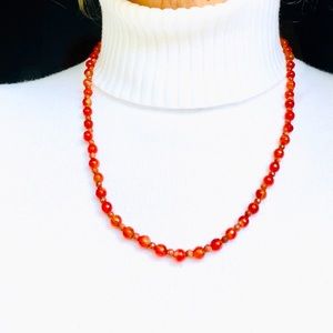 RED CARNELIAN AND SANDSTONE NECKLACE